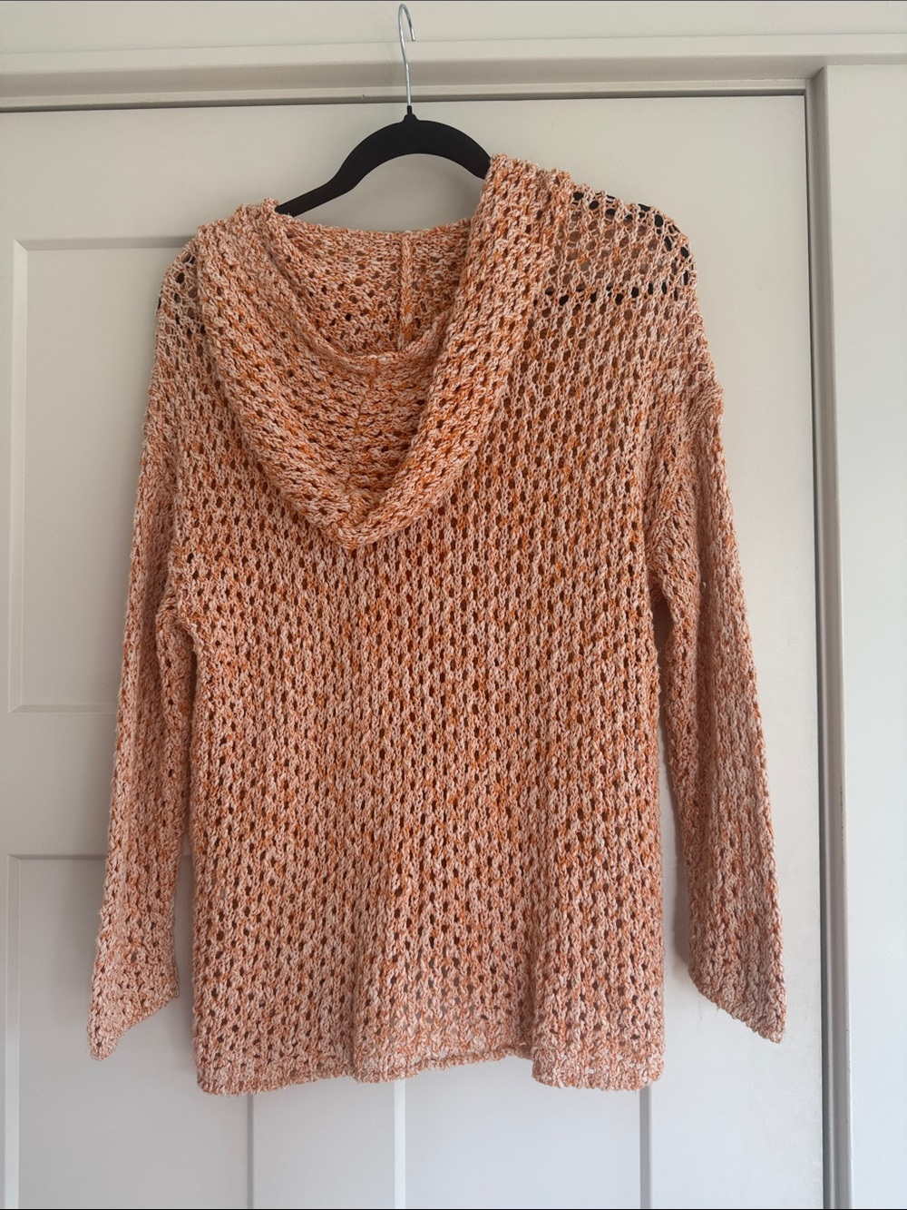 Sundance Orange Cream Open-Knit Hooded Zip Cardigan size small with stretch - Picture 5 of 7